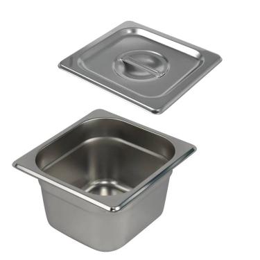 Imagem de Cuba Gastronômica Buffet GN 1/6 150mm Aço Inox Sem Alça com Tampa