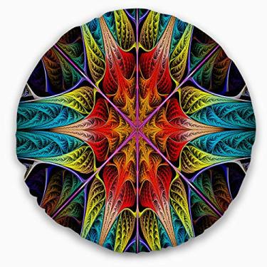 Imagem de Design colorido fractal vitral vitral redondo sala de estar, sofá, almofada de alta qualidade + capa de almofada impressa em ambos os lados 40 cm