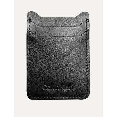 Imagem de Carteira Calvin Klein Porta Cartão Vertical Couro CK Preta, UN