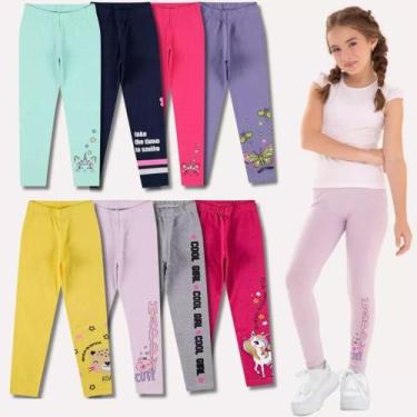 Imagem de Kit Sortido de 5 Calças Leggings de Cotton para Meninas Roupa Infantil