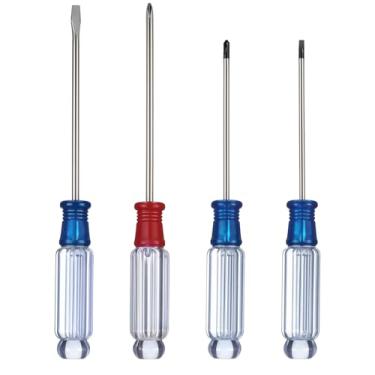 Imagem de 4 peças de chave de fenda pequena, cabeça chata e Phillips, conjunto de chaves de fenda pequenas, conjunto de chaves de fenda de aço para brinquedos, instrumentos musicais, parafusos soltos para