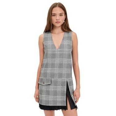 Imagem de BAUM UND PFERDGARTEN Vestido feminino Ahana, Xadrez preto e branco, 34