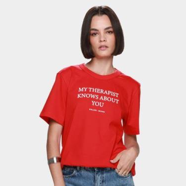 Imagem de Camiseta Colcci Jeans Casual Feminina, Vermelho, G