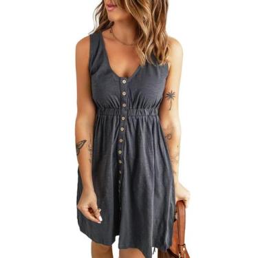 Imagem de Vestido Acelitt, casual, verão 2024, moda, decote em V, cinza para mul