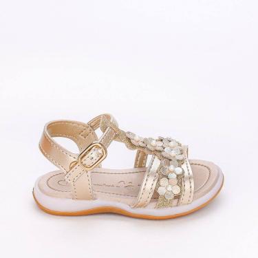 Imagem de Sandália Infantil Feminina Bebê Kidy Flores Dourado