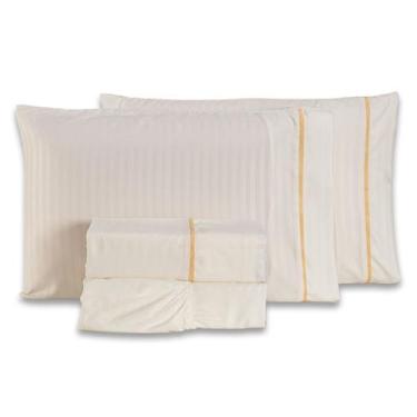 Imagem de Jogo de Cama Lençol Mônaco Fitado com Fronhas KING 04 Peças - Tecido L