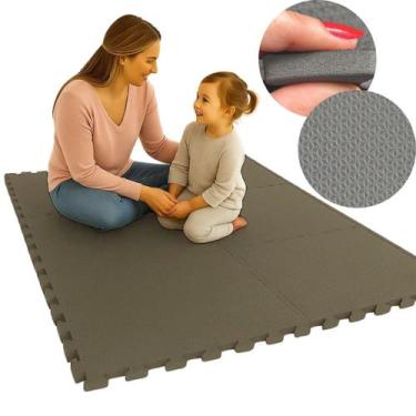 Imagem de Kit 4 Placas Tatame EVA 50x50x1cm Total 1m Econômico com Pequenos Defe