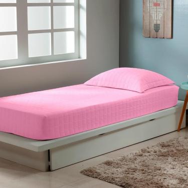 Imagem de Colcha Solteiro Zapt Zum Sleep Com Elástico 2Pçs 200 Fios 100% Algodão Rosa