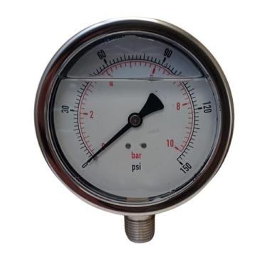 Imagem de Manômetro Reto 100mm Inox 1/2'' Glicerina - MR 100 IMP. INOX - TAUANA