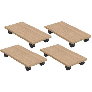 Imagem de Kit 04 Suportes Para Cpu Com Rodízios Cyber L03 Amadeirado - Lyam - Ly