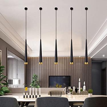 Imagem de Lustre, Lustre 5 Peças Restaurante Terno Lustre Preto Ouro Downlight Mesa de Jantar Luzes Pendentes Criatividade Bar Bar Lustre Mesa de Frente Luzes Penduradas de Cabeça Única Altura Ajustáv