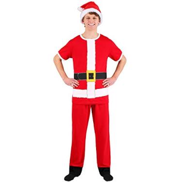 Imagem de Secret Santa Conjunto de pijama masculino como Papai Noel com chapéu, Vermelho, M