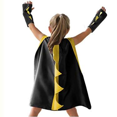 Imagem de Capa de dragão de dinossauro e luvas fantasia de Halloween menino menina roupas de fantasia infantil 3-8 anos cor preta