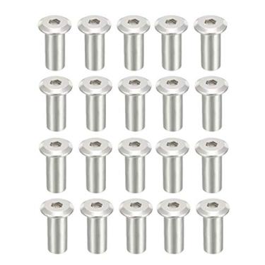 Imagem de uxcell M6x17 mm rebite, sextavado, inserção de cabeça sextavada, parafuso de porca, banhado a níquel, 20 peças
