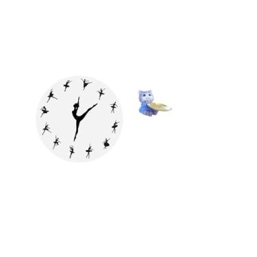 Imagem de Fenteer Relógio de Parede de Gato Bailarino, Estátua de Resina, Relógio Decorativo Moderno para Cozinha, Escritório, Casa, Mesa de Jantar, Armário, Prateleira