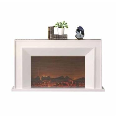 Imagem de Lareira Decorativa Lareira elétrica com manto de carvalho, lareira decorativa autônoma chama realista LED e controle remoto(Branco,L)