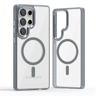 Imagem de Capa de carregamento sem fio translúcida de luxo, cinza, para Galaxy A55