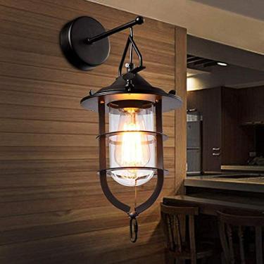 Imagem de Luminária de parede de ferro forjado preto Luminária de parede retrô Restaurante Bar Hotel Internet Café Dock Luminária de parede 25 * 40