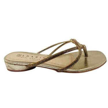 Imagem de Rasteirinha Feminina Ramarim 2423206 Bico Quadrado (OURO, BR, Adulto, Numérico, 36)