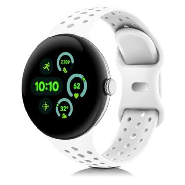 Imagem de HAYONLIY Pulseiras esportivas compatíveis com Google Pixel Watch 4/3/2/1 de 41 mm e 45 mm, pulseira respirável de silicone macio de substituição para mulheres e homens