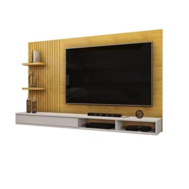 Imagem de Painel Para Tv Ripado Até 60 Polegadas Suspenso Com Prateleiras Home R