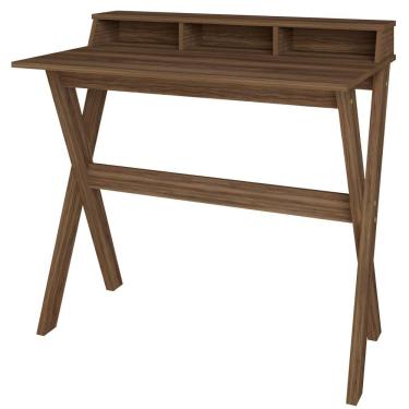 Imagem de Mesa Para Escritório Escrivaninha Home Office Itália A02 Nogal - Lyam Decor