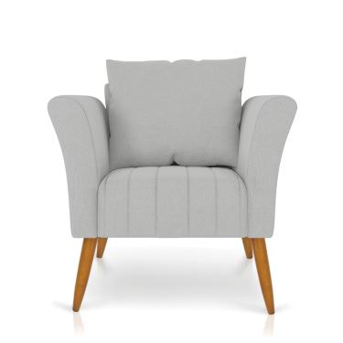 Imagem de Poltrona Marilia Linho Cinza A05 Pés Palito Castanho - D'Rossi