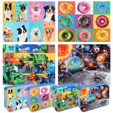 Imagem de Puzzles LELEMON para crianças de 4 a 6 anos, pacote com 4, 60 peças co