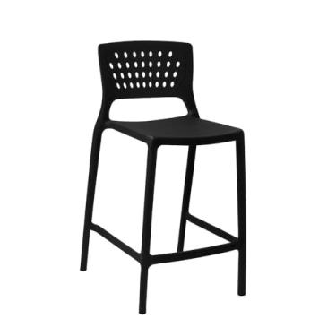 Imagem de Banqueta Alta para Bancada e Cozinha Preta Empilhável Marte em Polipropileno