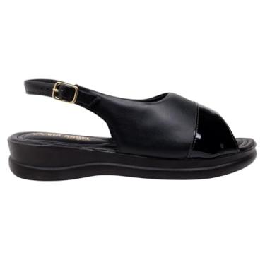 Imagem de Sandália Feminina Ortopédica Via Angel Casual Leve Com Verniz Confortável 9602 (Preto, BR, Adulto, Numérico, 40)