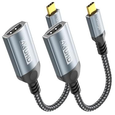 Imagem de Adaptador 4K USB C para HDMI, Conversor Tipo-C para HDMI compatível com MacBook Pro, Samsung Galaxy S23/Note, iPad Pro, Dell XPS, Steam Deck, Laptop Tablet Phone (4K, 2 unidades)