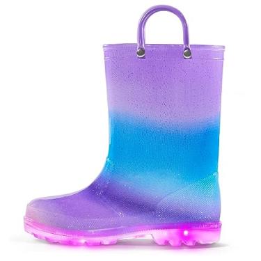 Imagem de Botas de Chuva Infantis K KomForme, Botas de Iluminação Impermeáveis com Alças Fácil de Calçar, Purple Blue Gradient, 1 Little Kid
