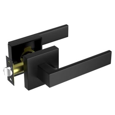 Imagem de SEVEKO Maçaneta de porta, maçaneta de porta (passagem (sem fechadura e sem chave), preto fosco, 1 pacote)