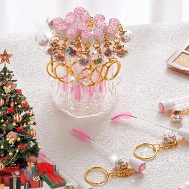 Imagem de Conjunto de 48 varinhas de rímel descartáveis, rímel de diamante para mulheres e meninas - inclui 24 pincéis de cílios de cristal e 24 peças de chaveiro reutilizável tubos de escova de cílios vazios