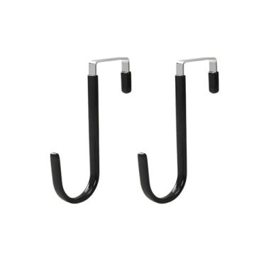 Imagem de Pacote com 2 ganchos sobre a porta, ganchos com borracha para evitar arranhões, organizador resistente para sala de estar, banheiro, quarto, cozinha, roupas, toalhas, chapéus, casacos, bolsas, preto