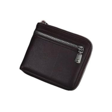 Imagem de Carteira masculina com zíper de grande capacidade, com bolso longo, curta, porta-cartões de visita, 4 compartimentos para cartões, 2 bolsos com zíper para guardar moedas, 1 janela para identidade, 1