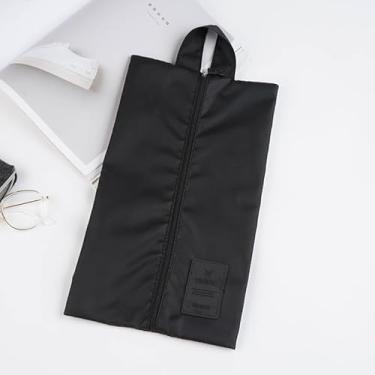 Imagem de Bolsas de sapato para viagem, pacote com 3, impermeável, bolsa de sapatos de viagem com zíper e alça embalagem portátil para academia, homens e mulheres, bagagem, armário (36 x 21 x 0,2 cm), Preto
