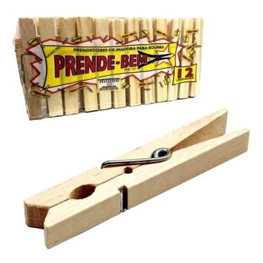Imagem de 2X Kit 72 Prendedores Roupas Madeira Pregador Granpo Top Com