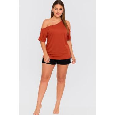 Imagem de Blusa Feminina Básica Manga Única Soltinha Ombro Vazado - C Moreira Mo