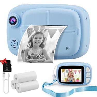 Imagem de Câmera de impressão instantânea para crianças, câmera VJJB infantil, tela de 8,9 cm, câmera digital instantânea com vídeo 1080p, presentes de aniversário para meninos e meninas, inclui 4 rolos de
