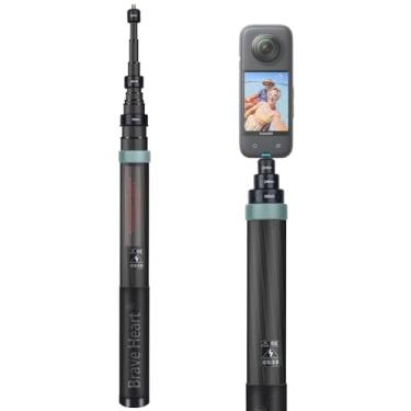Imagem de Rukkawwa Bastão de selfie invisível de fibra de carbono estendida de 3 m para Insta360 Insta 360 X5/X4/X3/X2/ONE R/RS para acessórios GoPro max para DJI OSMO 360 (verde)