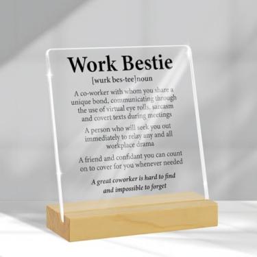 Imagem de Work Bestie Retirement Going Away Goodbye Leaving Gifts for Work Bestie Coworkers Home Office Desk Shelf Table Decor Work Bestie Definition Acrylic Signs