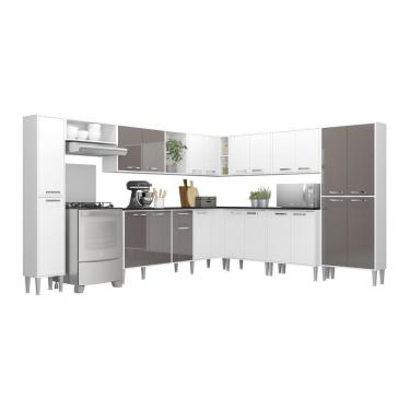 Imagem de Cozinha Completa Xangai Pop Fg3285 Com Armário E Balcão Branca/lacca Fumê
