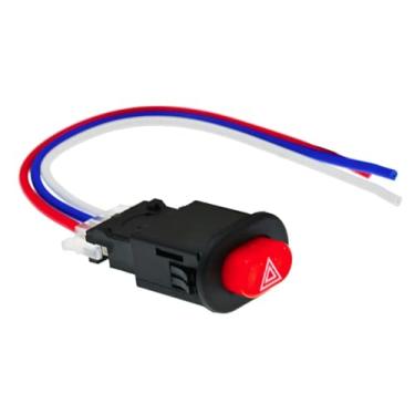 Imagem de Botão Interruptor Auxiliar 3 Fios Universal Chave Liga Desliga Pisca Alerta Para Moto Carro Trator Automotivo Vermelho Resistente Instalação Compatível Com Diversos Modelos