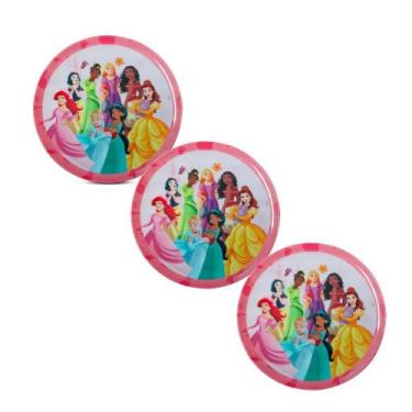 Imagem de Kit 3 Pratos Rasos Infantil Disney Princesas Melamine 20cm - Yangzi