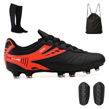 Imagem de Kit Chuteira Masculina Trava + Mochila + Meião + Caneleira - Light, Br