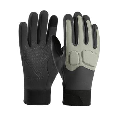 Imagem de Mqetly Luvas de motocicleta com tela sensível ao toque, antiderrapantes, quentes, impermeáveis, de inverno para homens e mulheres, para quadriciclo, Cinza Verde