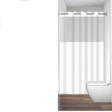 Imagem de Cortina Box Banheiro PVC Premium, Branca, Impermeável, 1,98m x 1,38m, Com Visor Transparente, Antimofo, Lavável, Ilhós Resistente (branco)