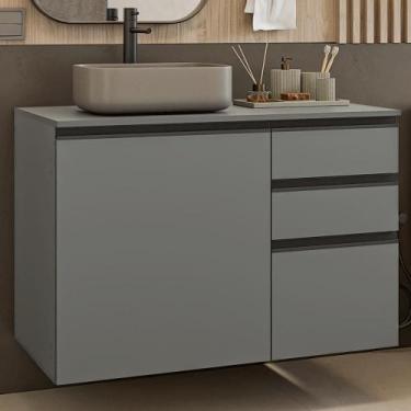 Imagem de Gabinete Suspenso para Banheiro 100cm 1 Porta 3 Gavetas Nice Madesa 03