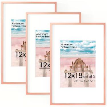 Imagem de Porta-retratos FLYJOE Alumínio 12x18 cm com tapete 8,5x11 cm